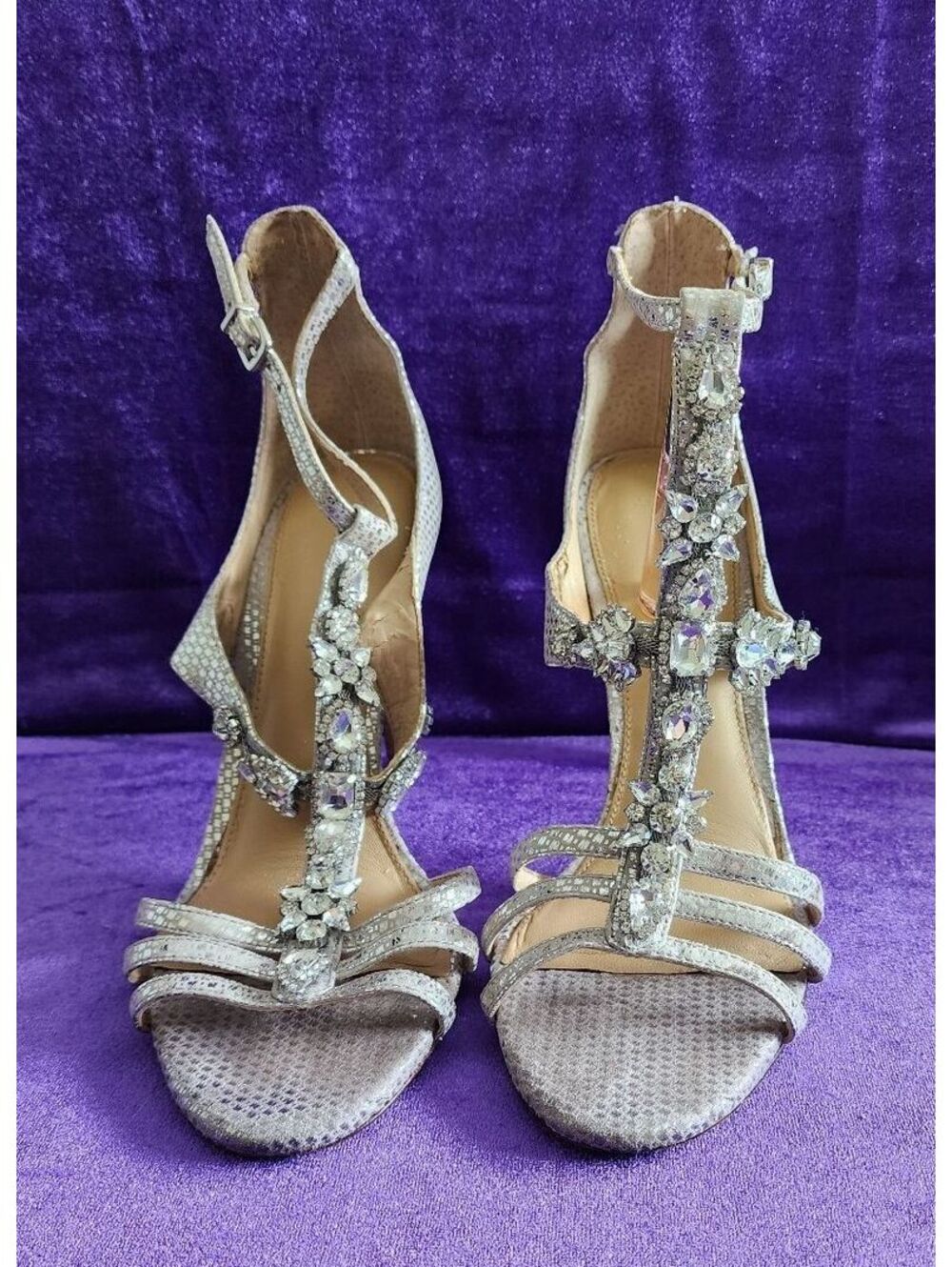 Antonio Melani Women's Silver Embellished High Heel Sandals sz 10